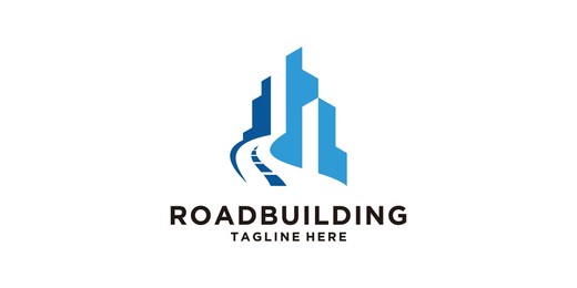 logo design building and road, way, city, tower, construction, symbol, icon, vector, idea, creative.