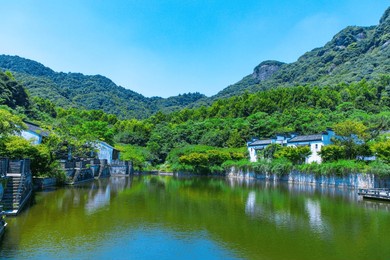 shaoxing city, zhejiang province - aerial photography of jiangnan water village