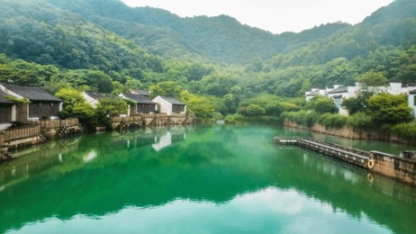 shaoxing city, zhejiang province - aerial photography of jiangnan water village