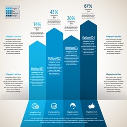 minimal infographics design template- display information with original and modern style. all elements in separate layers - background,arrow banners, text.
