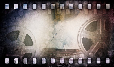 motion picture film reel with photostrip