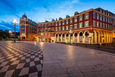 place massena in nice at dawn, france