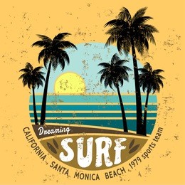 california surf illustration, vectors, t-shirt graphics