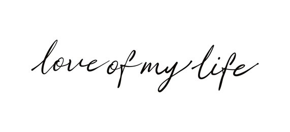 love of my life card. hand drawn positive quote for valentine's day. modern brush calligraphy. isolated on white background