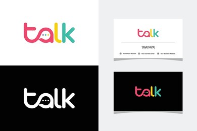 letter talk color full vector logo icon viral podcast chat bubble. logo and business card