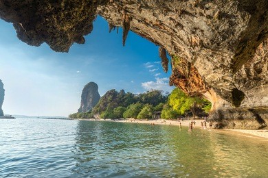 famous phranang cave at raylay railay  beach, krabi : thailand 