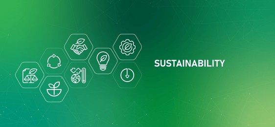 sustainability green gradient concept web header illustration icon for company responsible environmental practice