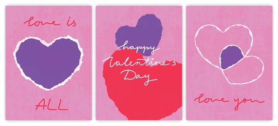creative textured valentine day cards set with cut and torn paper hearts and hand drawn text. vector love cover backgrounds, love card templates 