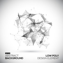 abstract low poly geometric technology vector design element. connection structure. vector data science background. polygonal vector background. molecule and communication background.