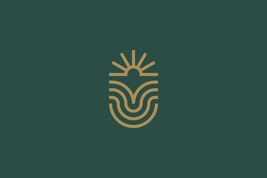 abstract natural logo badge of sunrise farm and agricultural symbol