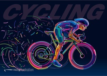 professional cyclist involved in a bike race. vector artwork in the style of paint strokes.