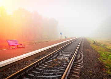 suburban railway station in the countryside