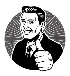retro illustration man thumb up