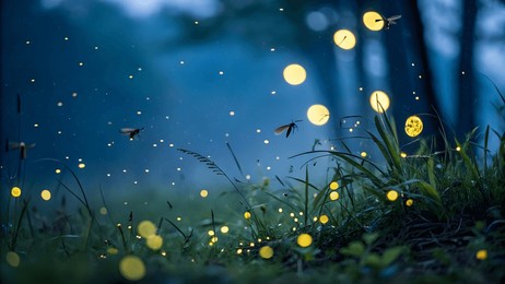 firefly-inspired bokeh for magical nighttime vibes, bokeh abstract background, modern abstract backdrop.