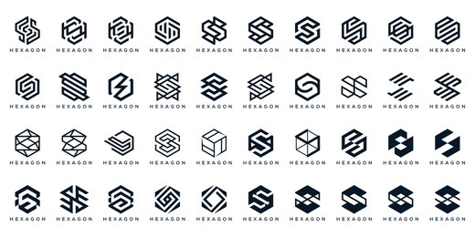 collection of abstract letter s logo design, graphic icons vector for, business and technology, hexagon symbol graphic