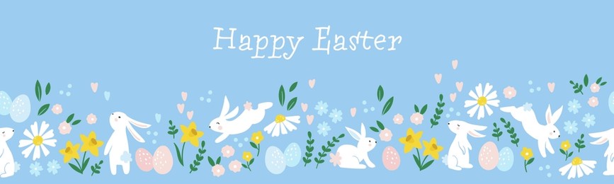 cute hand drawn easter bunnies design, easter doodle background, great for textiles, banners, wallpapers, wrapping - vector design