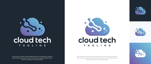 cloud network technology logo design. cloud digital technology logo design vector icon.