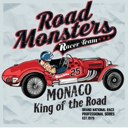 vintage race car for printing.vector old school race poster.retro race car set