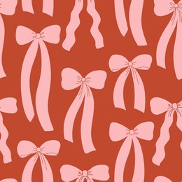 holiday seamless pattern with various hand drawn vintage bows. vector flat background in coquette aesthetic