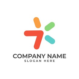 dynamic logo featuring a stylized colorful starburst design symbolizes energy, growth, and positive change, for businesses in technology, education, or field focused on innovation and forward momentum