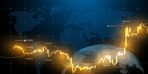 forex gold trading background with glowing graph