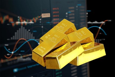 gold bars on a black background stock chart illustration
