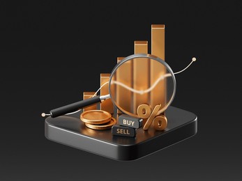 gold investment stock market diagram concept isolated on 3d background with business financial economy trade wealth banking chart. growth marketing forex money finance currency success profit graph.