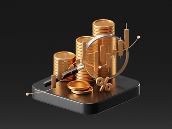 gold investment stock market diagram concept isolated on 3d background with business financial economy trade wealth banking chart. growth marketing forex money finance currency success profit graph.