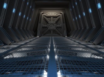 futuristic interior of a space station