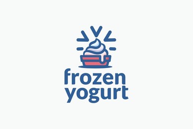 simple frozen yogurt logo with snowflake for restaurant, cafe, food truck, etc.