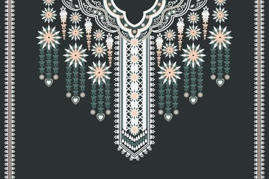 native ethnic neckline pattern. embroidery decoration oriental textile fabric neck design for fabric, clothing, fashion women, necklace.