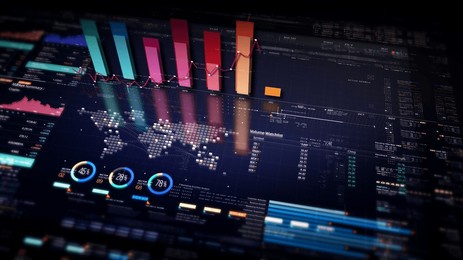 dynamic data visuals for business info graphics, animated charts, and data-driven insights for a business meeting mock-up. explore the world of trading, stock exchanges, and crypto