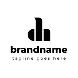 letters dh monogram logo, suitable for any business with dh or hd initials
