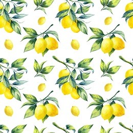 a seamless lemon pattern on white background.
