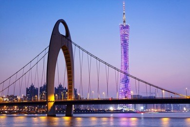 zhujiang river and modern building of financial district in guangzhou china. 