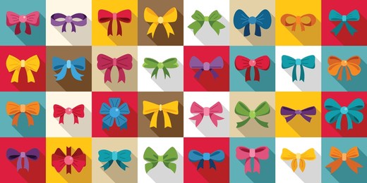  bowknots icons set. colorful bows in various styles and knots, perfect for decorating gifts, clothing, or accessories