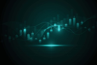abstract trend business candle stick graph chart of stock market investment trading on green background design. bullish point. vector illustration