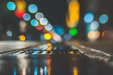 night city street lights bokeh background