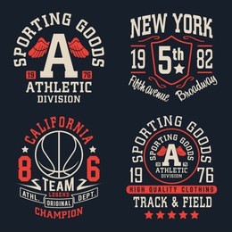 labels athletic typography, t-shirt graphics, vectors