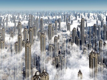 futuristic city computer generated 3d illustration