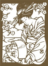 vector of traditional japanese geisha pattern