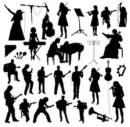 musicians silhouettes