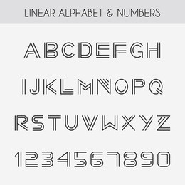 linear font. minimalistic alphabet with thin lines.