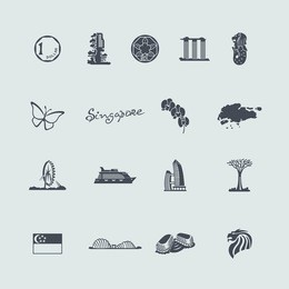 set of singapore icons