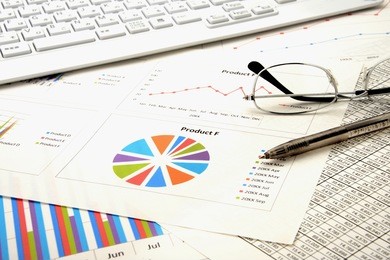 business chart and pen