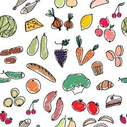 pattern with doodle food 