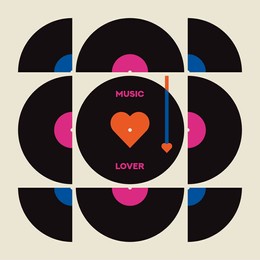 musical poster for your design. music design elements for card, invitation, flyer. music cover. music background vector illustration. vinyl record. heart symbol. love poster.