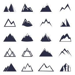 mountain one color  icon set. vector, eps 10