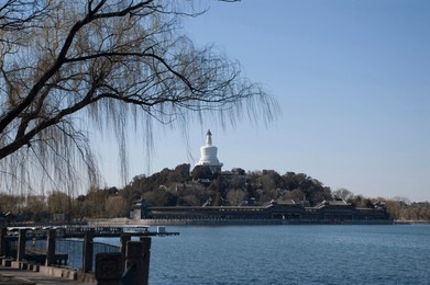 the white stupa of beihai park, beijing. this photo was taken on mar 18, 2025.