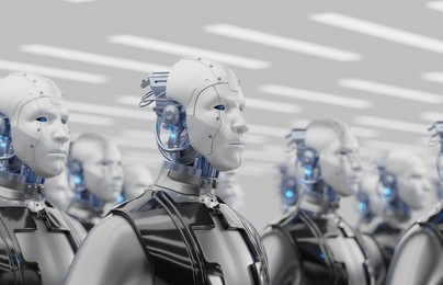 humanoid robot, ai revolution of robotic technology, 3d rendering